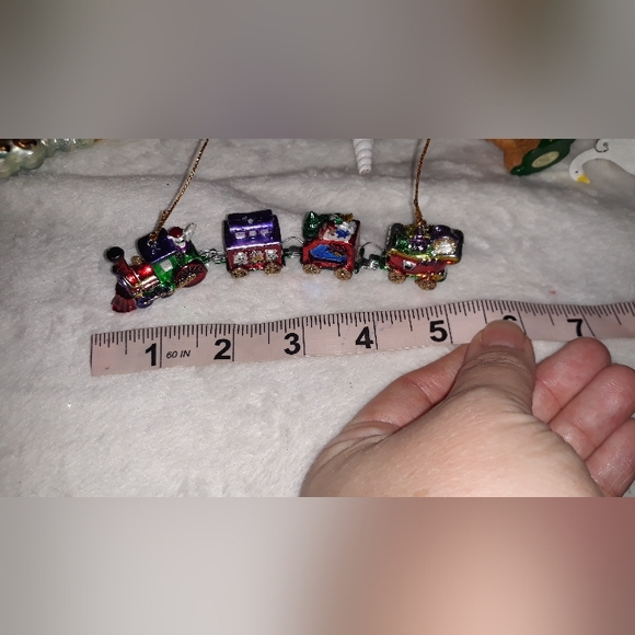 4 piece Vintage Mini Hard Plastic Train Set Christmas Ornaments - Picture 14 of 14